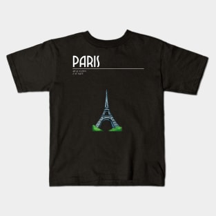 Paris France, Eiffel Tower, coordinates Kids T-Shirt